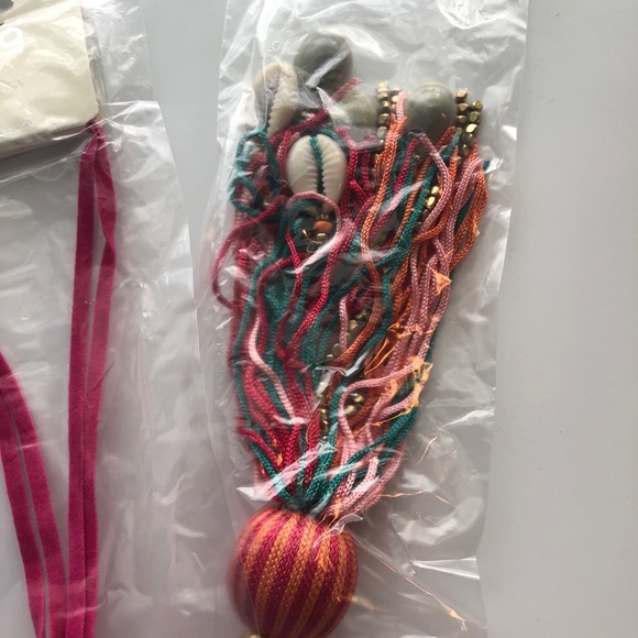 12 Pink Long Tassel Necklace Beaded Puka Shell - Picture 3 of 3